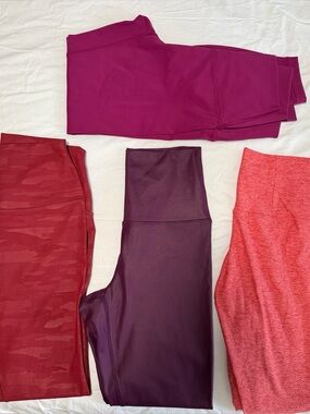 Lot of 4 Women's Active Leggings in Berry & Red Tones